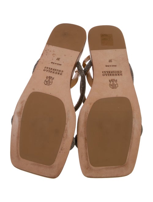 Brunello Cucinelli Leather Beaded Accents Gladiator Sandals