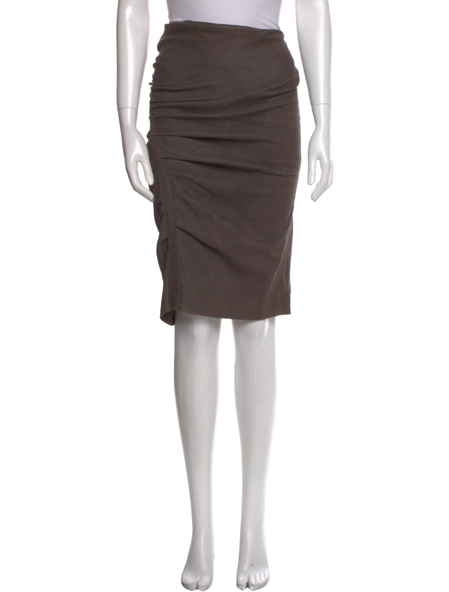 Brunello Cucinelli Leather Knee-Length Skirt