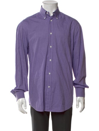 Brunello Cucinelli Plaid Print Long Sleeve Dress Shirt