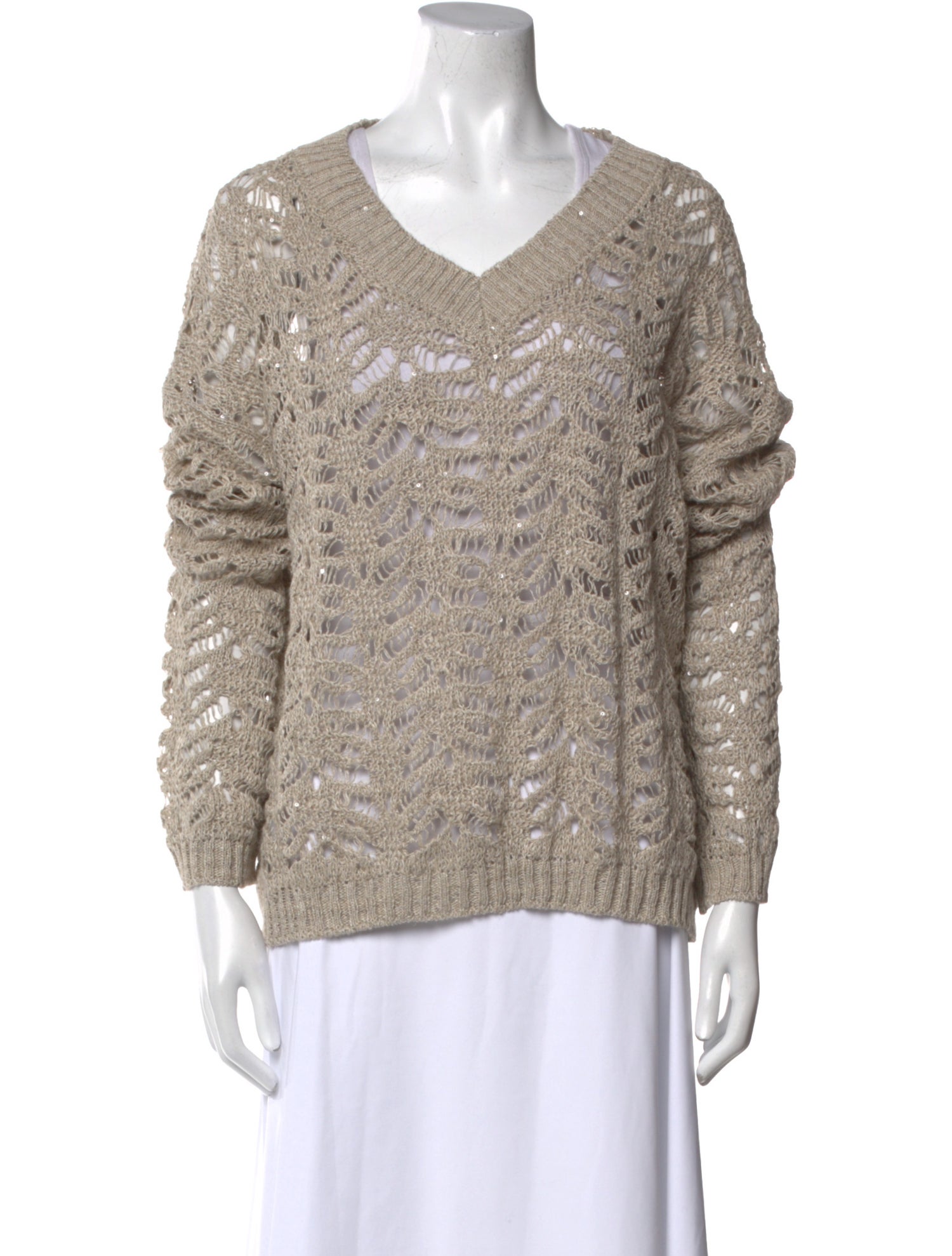 Brunello Cucinelli Linen V-Neck Sweater w/ Tags