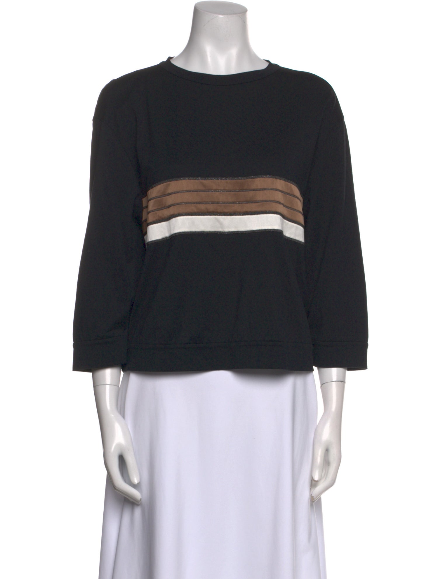 Brunello Cucinelli Bateau Neckline Three-Quarter Sleeve Top