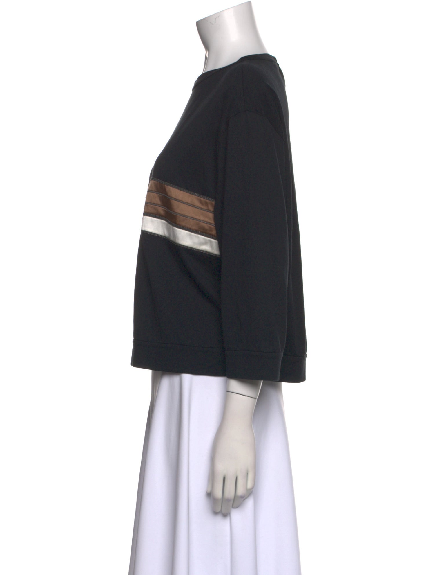 Brunello Cucinelli Bateau Neckline Three-Quarter Sleeve Top