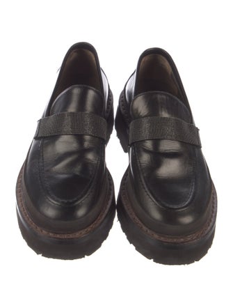 Brunello Cucinelli Monili Leather Loafers