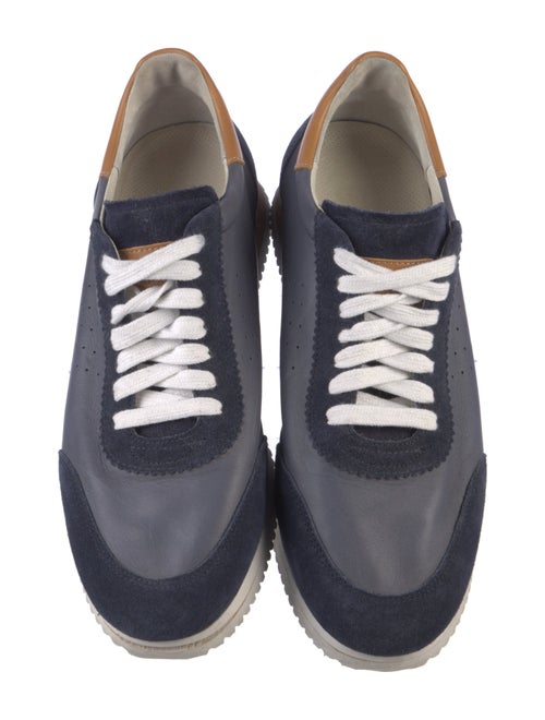 Brunello Cucinelli Leather Colorblock Pattern Sneakers