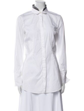 Brunello Cucinelli Long Sleeve Button-Up Top