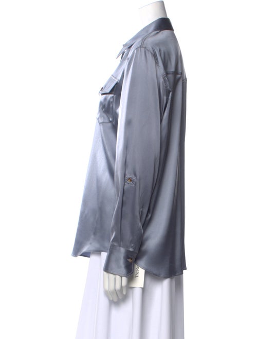 Brunello Cucinelli Silk Long Sleeve Button-Up Top