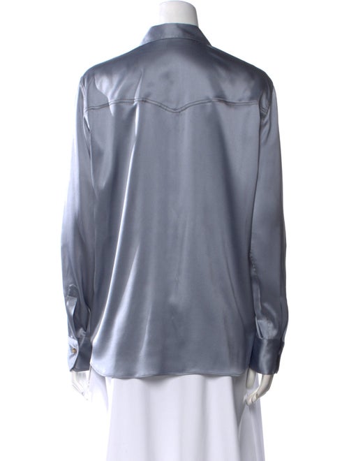 Brunello Cucinelli Silk Long Sleeve Button-Up Top