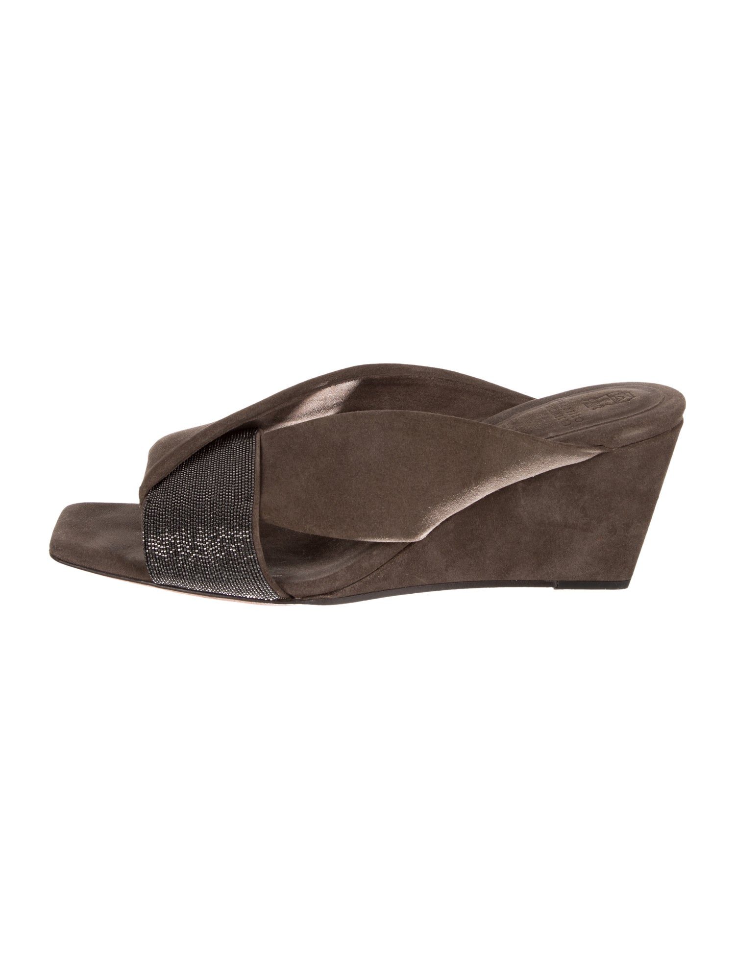 Brunello Cucinelli Monili Suede Slides