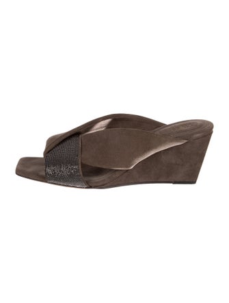 Brunello Cucinelli Monili Suede Slides