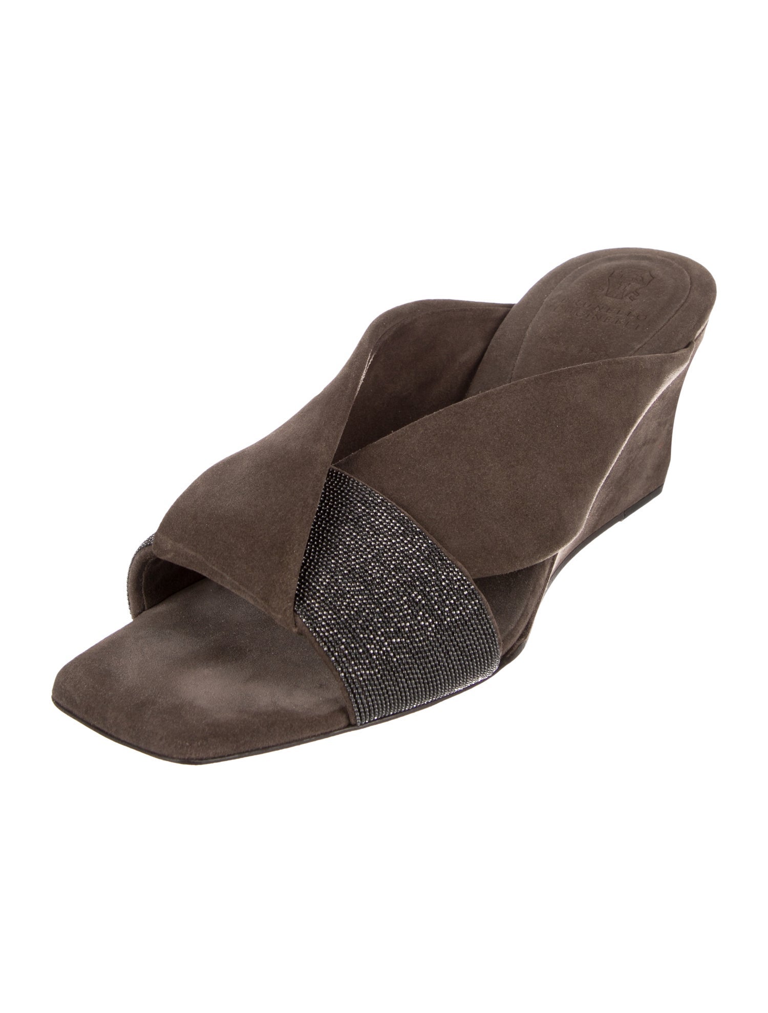 Brunello Cucinelli Monili Suede Slides