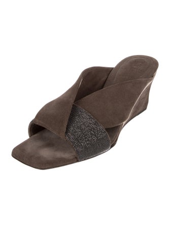 Brunello Cucinelli Monili Suede Slides