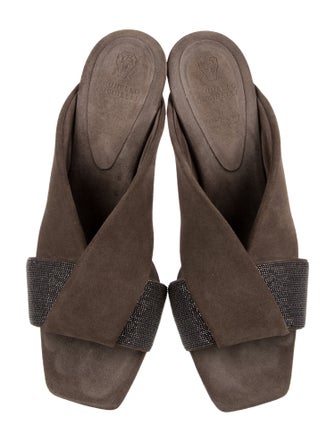 Brunello Cucinelli Monili Suede Slides