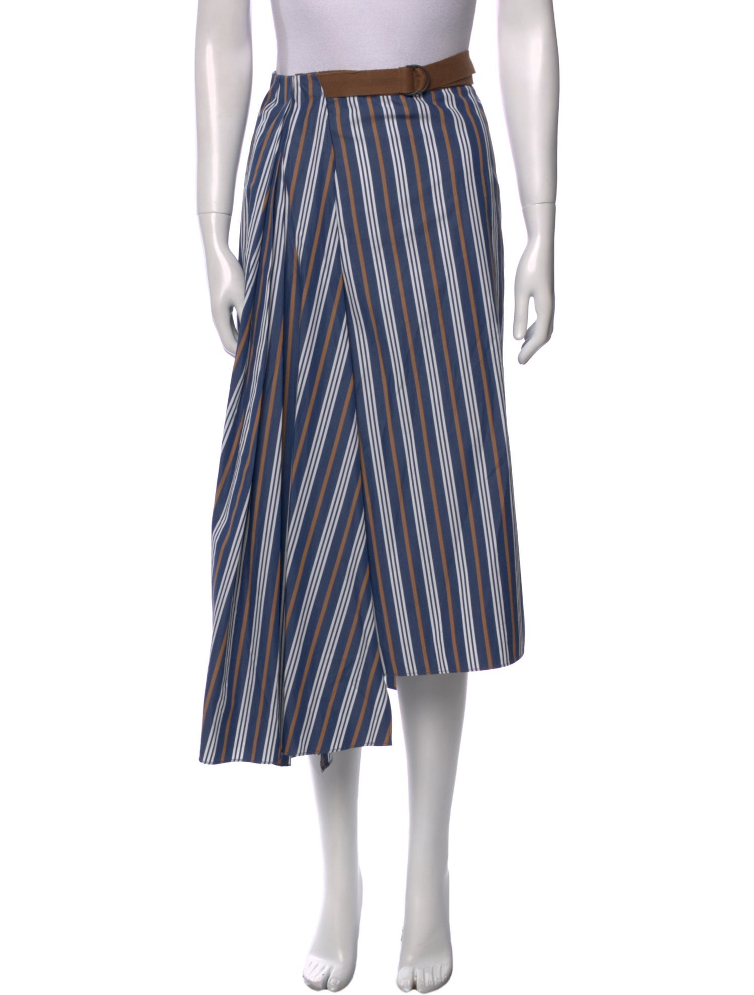 Brunello Cucinelli Striped Midi Length Skirt