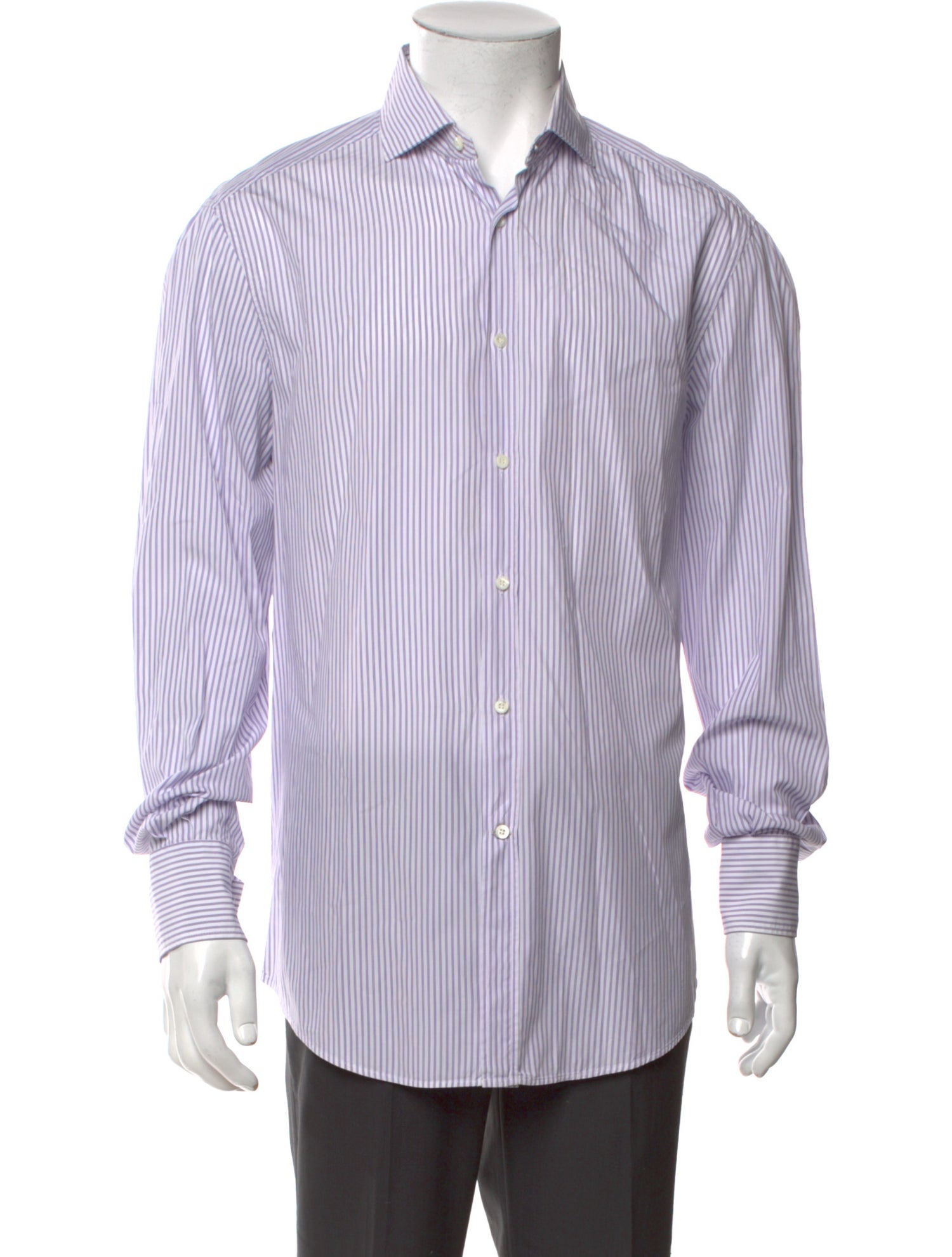 Brunello Cucinelli Striped Long Sleeve Dress Shirt