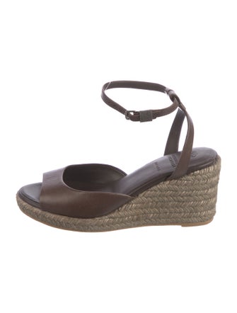 Brunello Cucinelli Monili Leather Espadrilles