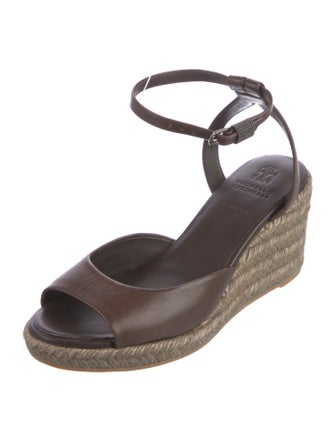 Brunello Cucinelli Monili Leather Espadrilles