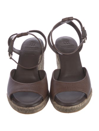 Brunello Cucinelli Monili Leather Espadrilles