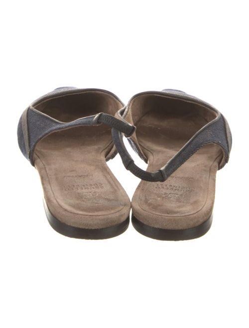 Brunello Cucinelli Denim Beaded Accents Slingback Flats