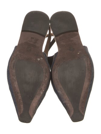 Brunello Cucinelli Denim Beaded Accents Slingback Flats