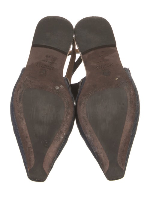 Brunello Cucinelli Denim Beaded Accents Slingback Flats
