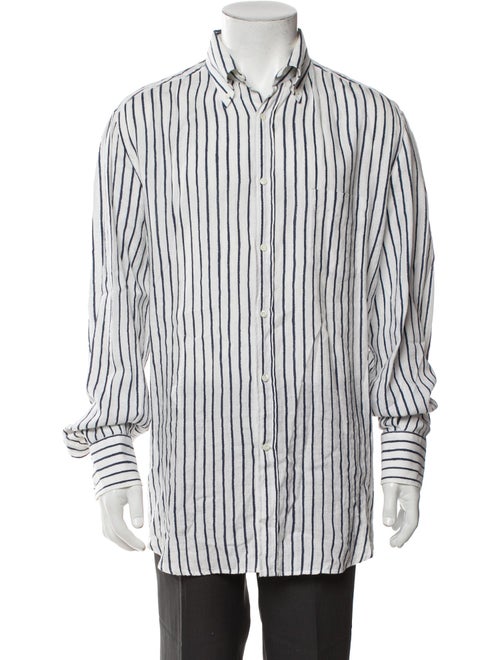 Brunello Cucinelli Linen Striped Dress Shirt