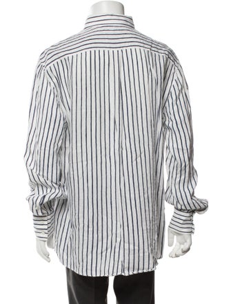 Brunello Cucinelli Linen Striped Dress Shirt