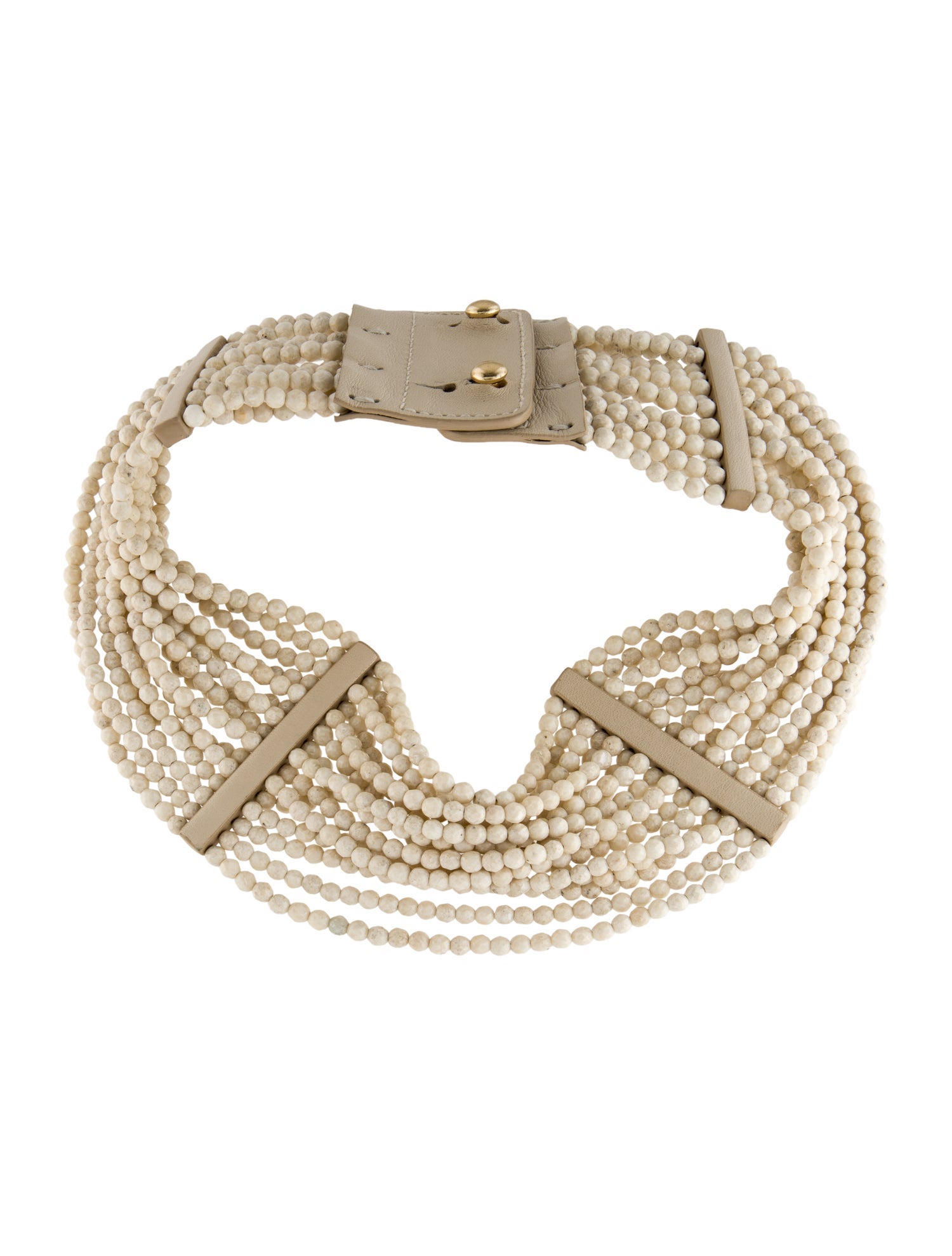 Brunello Cucinelli Leather Beaded Multistrand Necklace