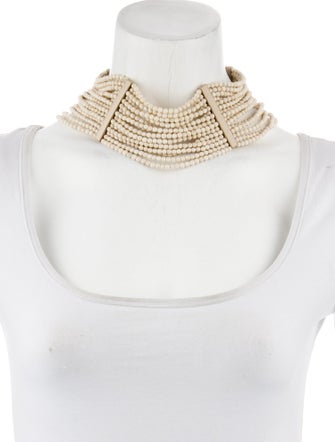 Brunello Cucinelli Leather Beaded Multistrand Necklace