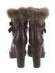 Brunello Cucinelli Leather Fur Trim Lace-Up Boots