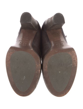 Brunello Cucinelli Leather Fur Trim Lace-Up Boots