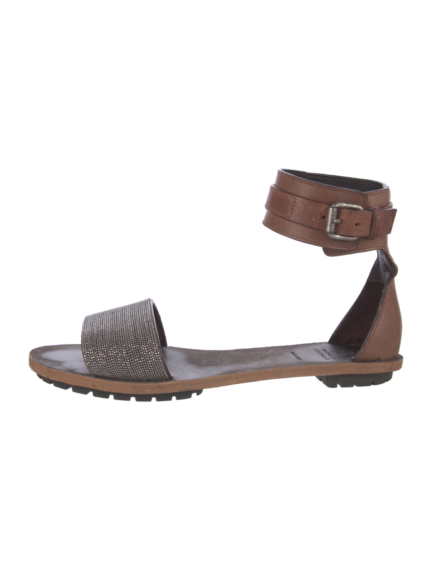 Brunello Cucinelli Monili Leather Sandals