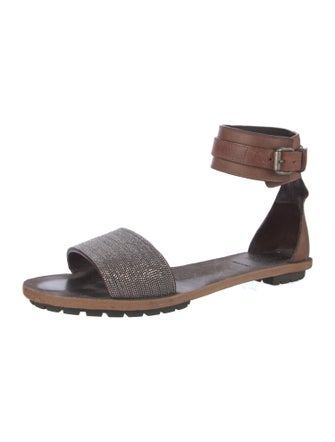Brunello Cucinelli Monili Leather Sandals