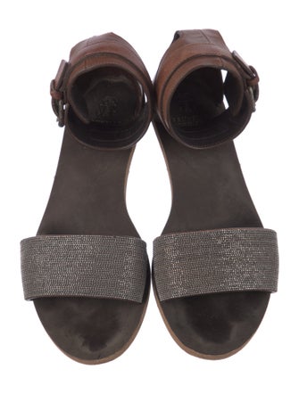 Brunello Cucinelli Monili Leather Sandals