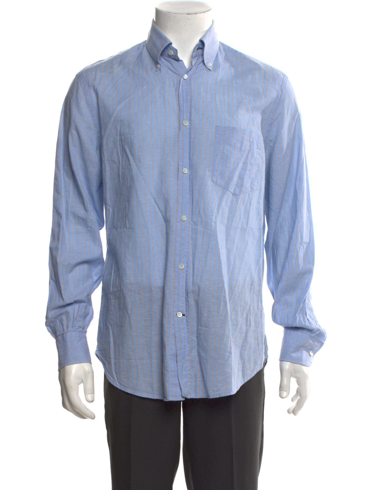 Brunello Cucinelli Striped Long Sleeve Dress Shirt