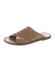 Brunello Cucinelli Embossed Leather Beaded Accents Slides