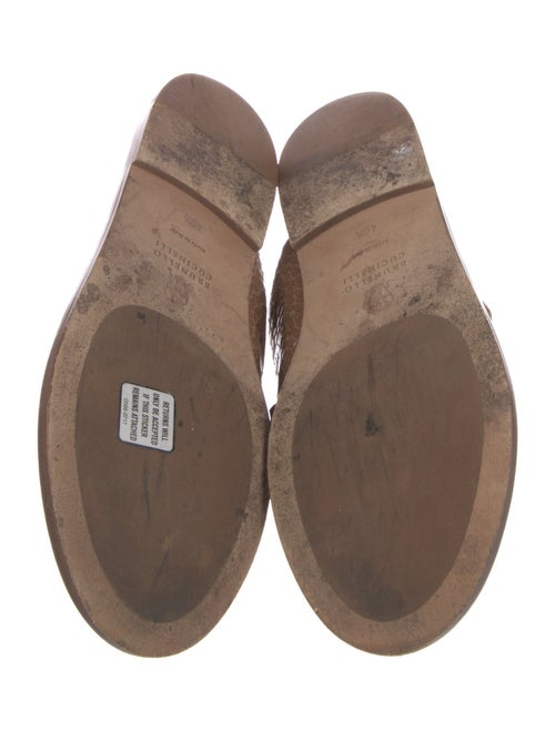 Brunello Cucinelli Embossed Leather Beaded Accents Slides