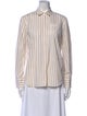 Brunello Cucinelli Striped Long Sleeve Button-Up Top