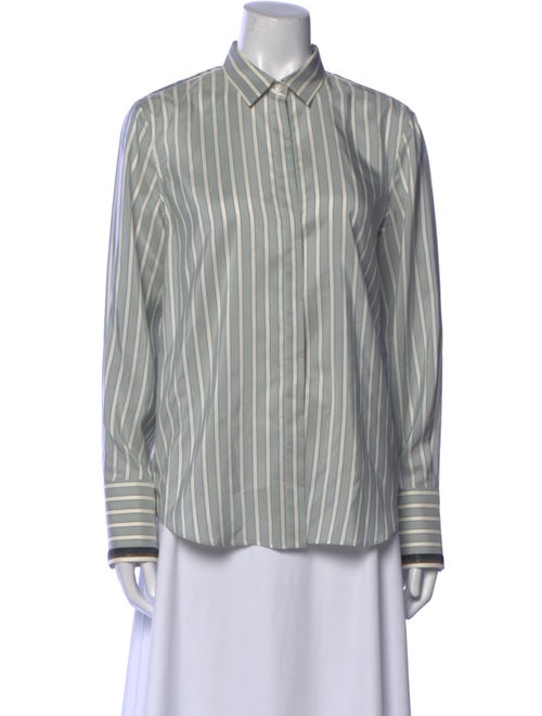 Brunello Cucinelli Silk Striped Button-Up Top