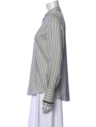 Brunello Cucinelli Silk Striped Button-Up Top