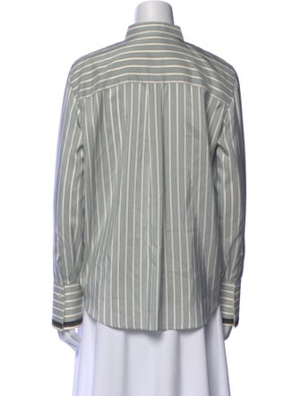 Brunello Cucinelli Silk Striped Button-Up Top