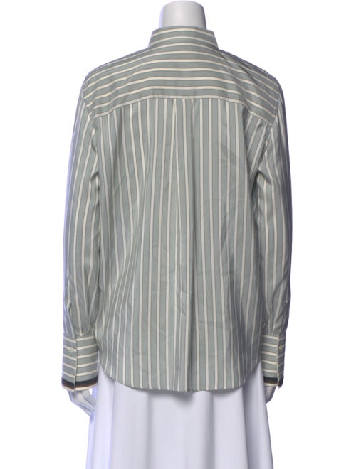 Brunello Cucinelli Silk Striped Button-Up Top