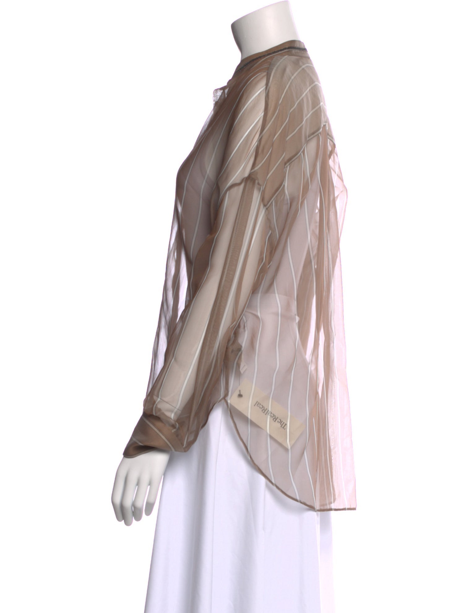 Brunello Cucinelli Silk Striped Button-Up Top