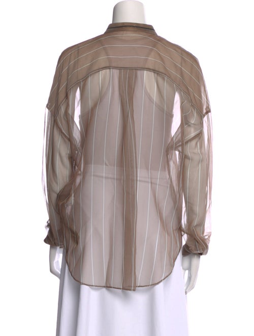 Brunello Cucinelli Silk Striped Button-Up Top