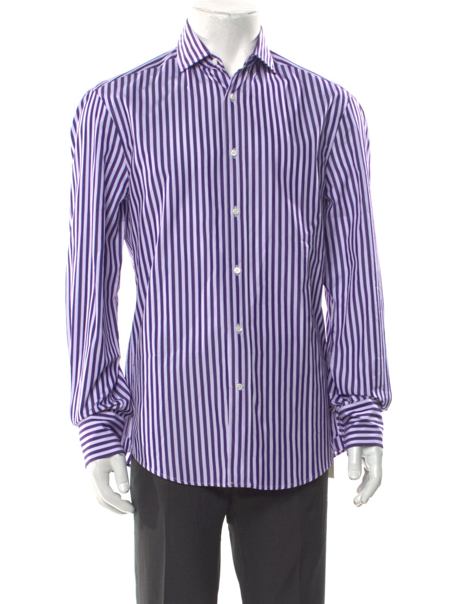 Brunello Cucinelli Striped Long Sleeve Dress Shirt