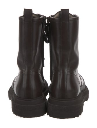 Brunello Cucinelli Leather Beaded Accents Combat Boots
