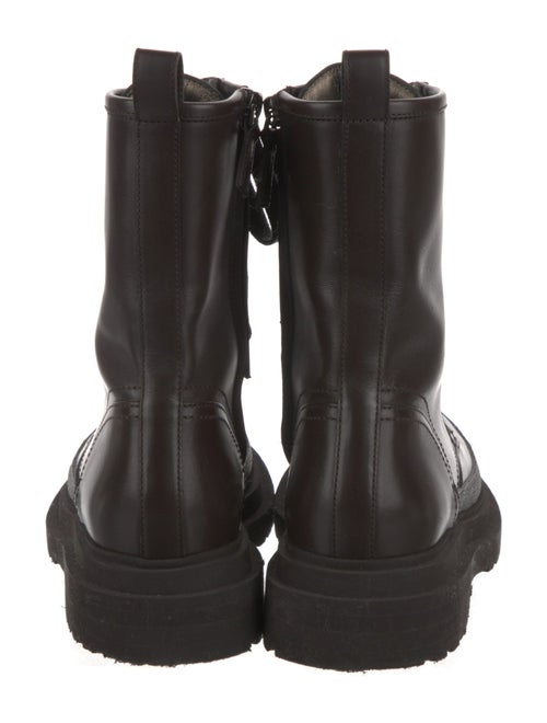 Brunello Cucinelli Leather Beaded Accents Combat Boots