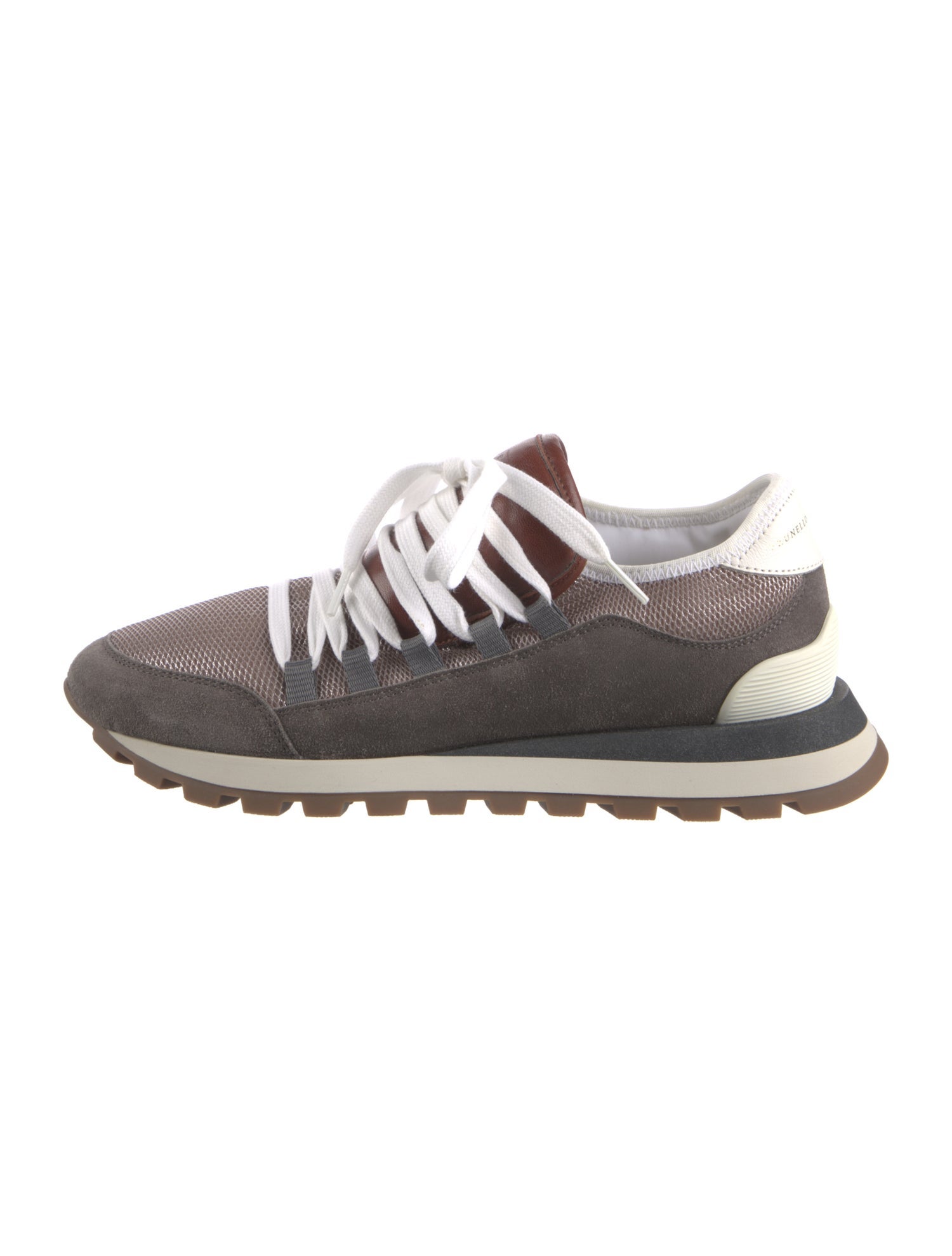 Brunello Cucinelli Suede Colorblock Pattern Sneakers