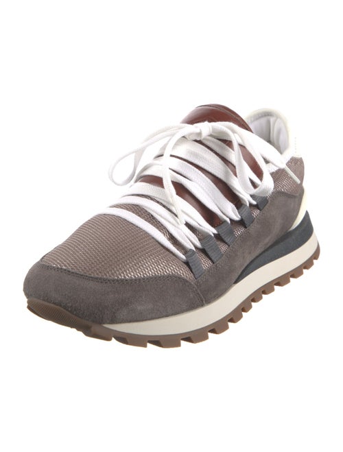Brunello Cucinelli Suede Colorblock Pattern Sneakers
