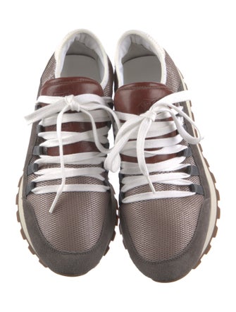 Brunello Cucinelli Suede Colorblock Pattern Sneakers