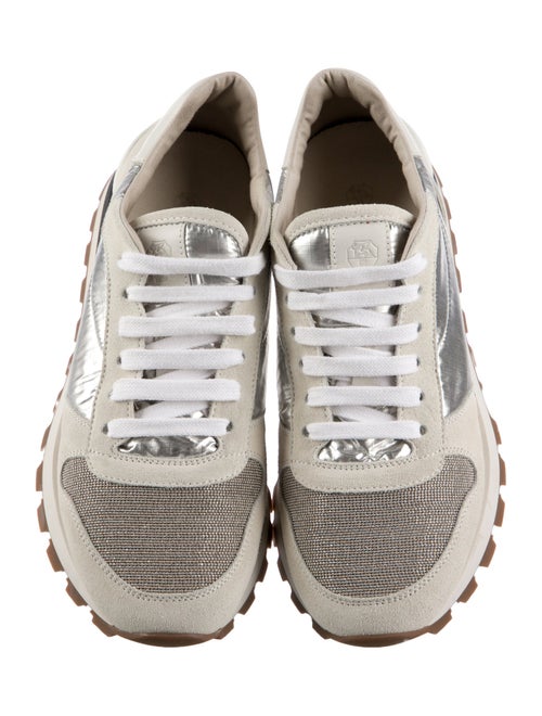 Brunello Cucinelli Suede Colorblock Pattern Sneakers